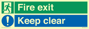 Fire exit Keep clear dual sign